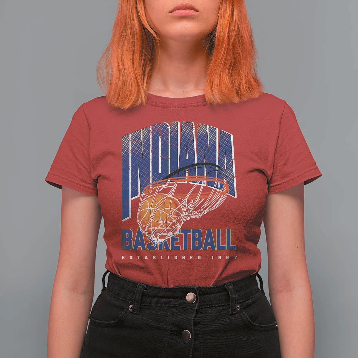 Indiana Basketball Throwback T Shirt For Women Retro Hoop Graphic for IN Fans Since 1967
