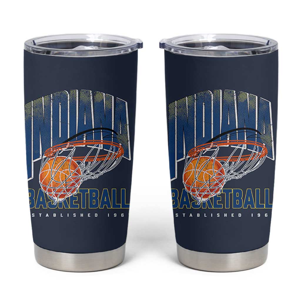 Indiana Basketball Throwback Tumbler Cup Retro Hoop Graphic for IN Fans Since 1967