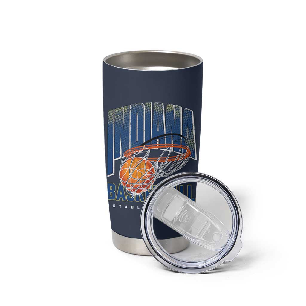 Indiana Basketball Throwback Tumbler Cup Retro Hoop Graphic for IN Fans Since 1967