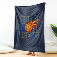They Not Like Us Basketball Throw Blanket Fierce Flame Ball Graphic for Hooops Fans