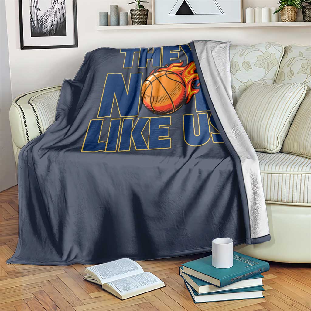 They Not Like Us Basketball Throw Blanket Fierce Flame Ball Graphic for Hooops Fans