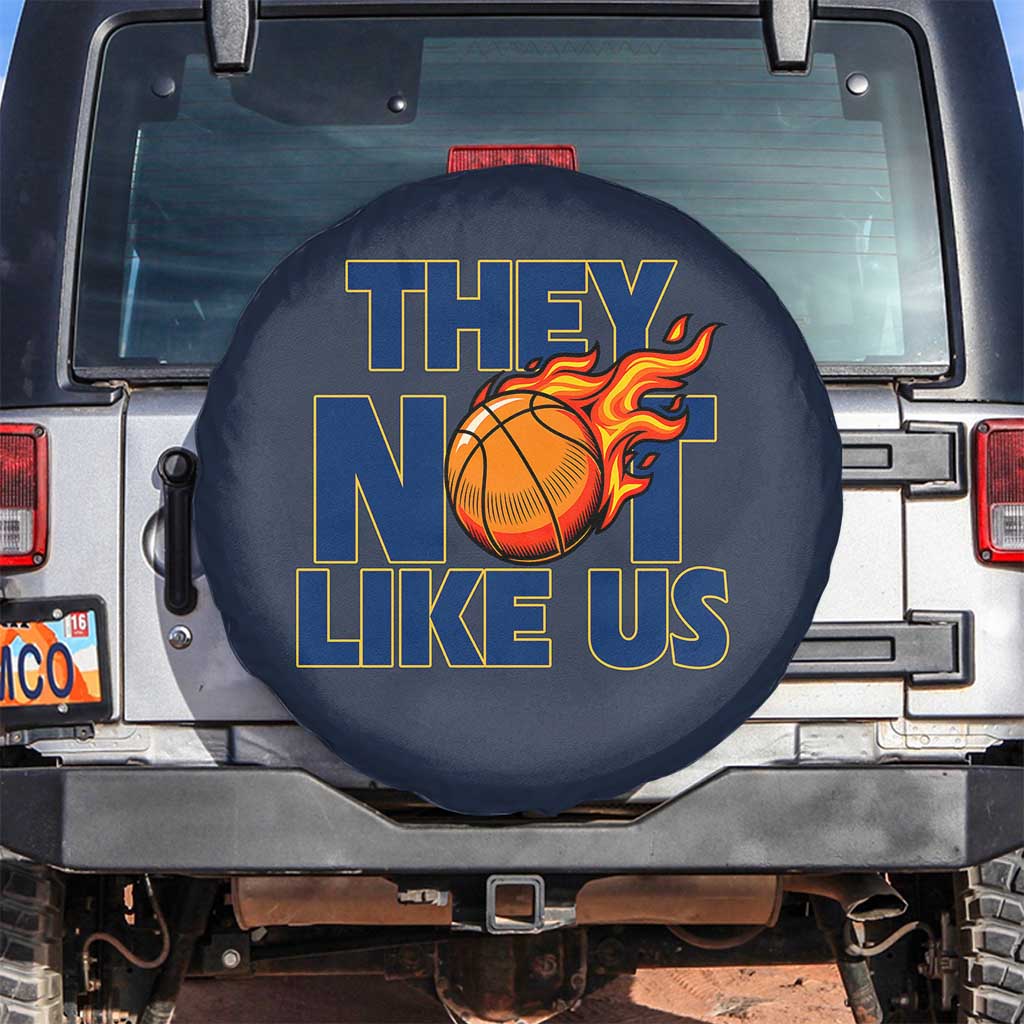 They Not Like Us Basketball Spare Tire Cover Fierce Flame Ball Graphic for Hooops Fans