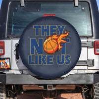 They Not Like Us Basketball Spare Tire Cover Fierce Flame Ball Graphic for Hooops Fans