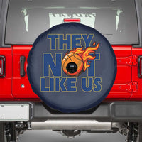They Not Like Us Basketball Spare Tire Cover Fierce Flame Ball Graphic for Hooops Fans