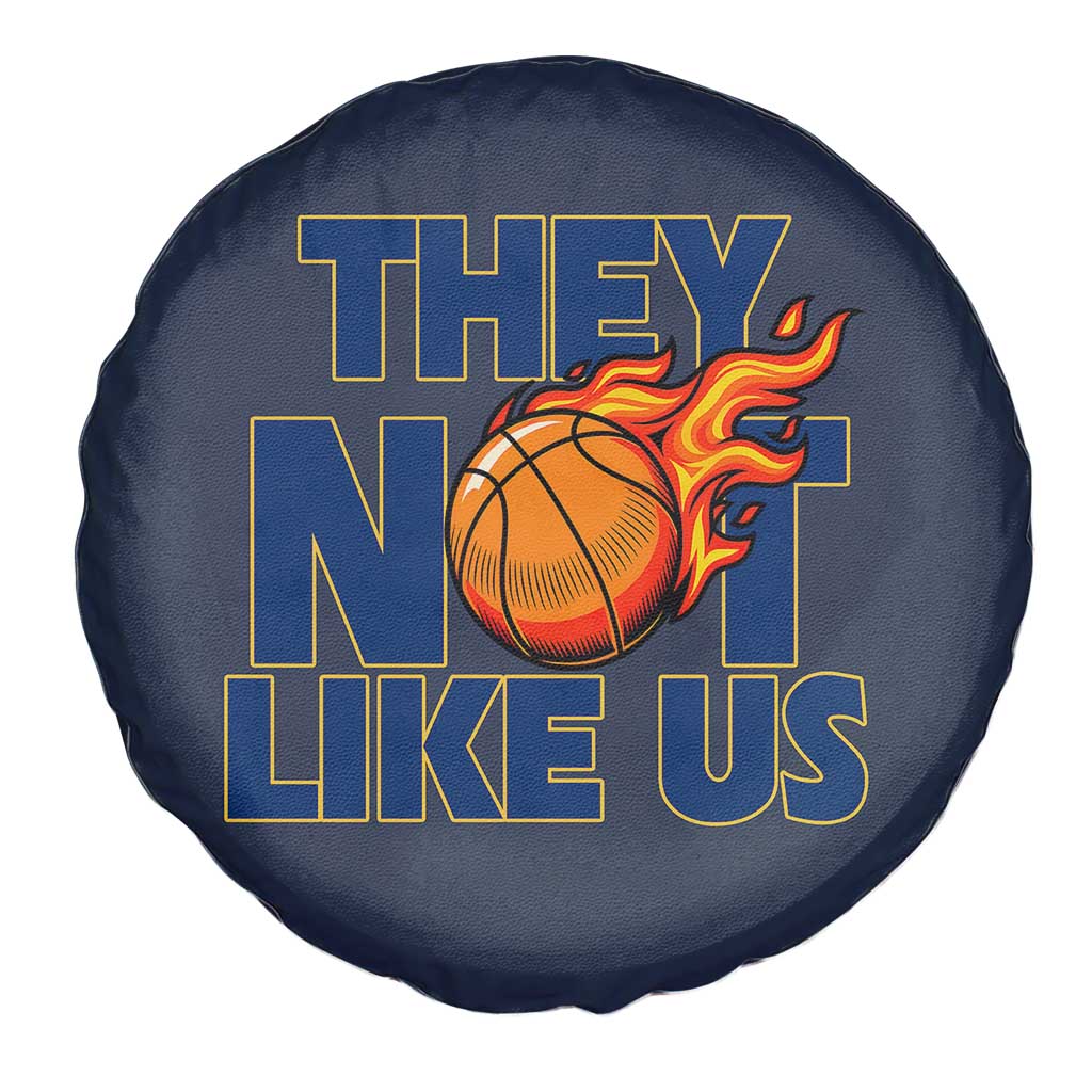 They Not Like Us Basketball Spare Tire Cover Fierce Flame Ball Graphic for Hooops Fans