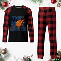 They Not Like Us Basketball Plaid Pajama Set Fierce Flame Ball Graphic for Hooops Fans