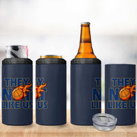 They Not Like Us Basketball 4 in 1 Can Cooler Tumbler Fierce Flame Ball Graphic for Hooops Fans