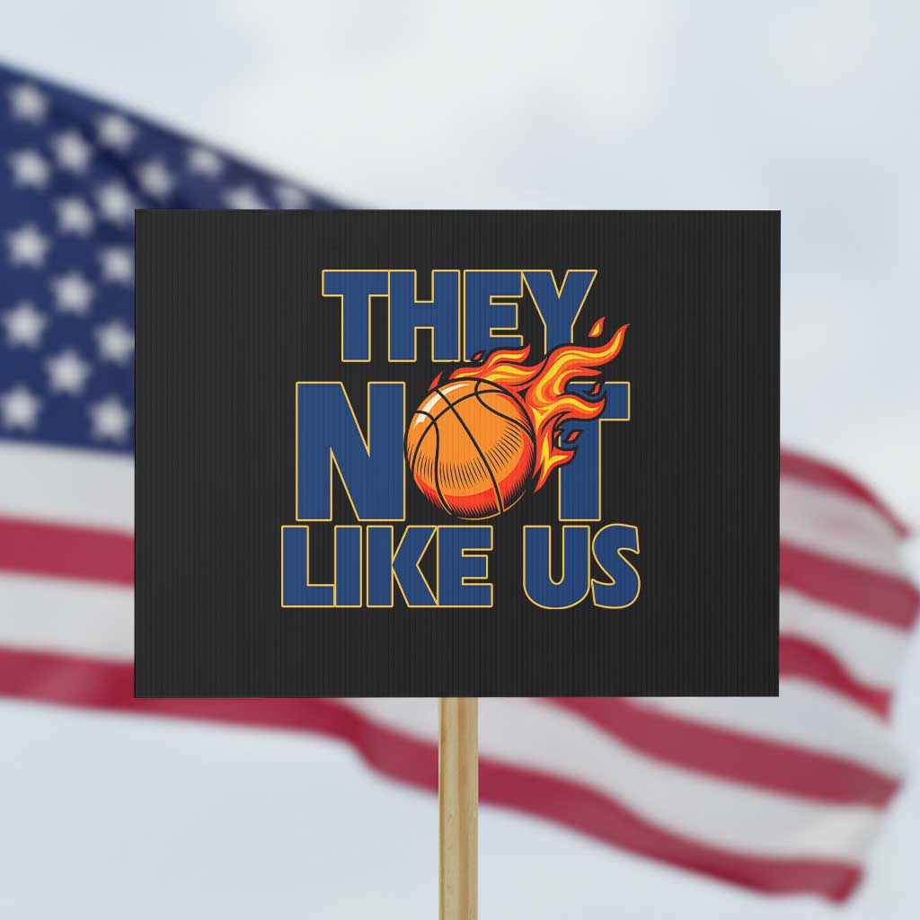 They Not Like Us Basketball Protest Sign Fierce Flame Ball Graphic for Hooops Fans