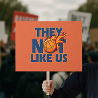 They Not Like Us Basketball Protest Sign Fierce Flame Ball Graphic for Hooops Fans