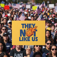 They Not Like Us Basketball Protest Sign Fierce Flame Ball Graphic for Hooops Fans