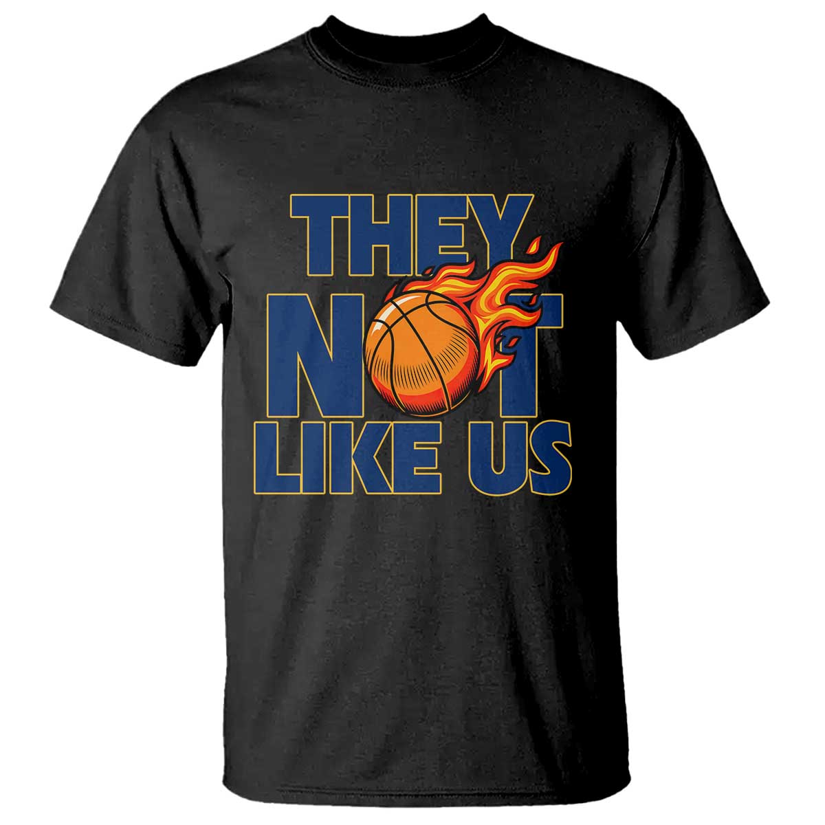 They Not Like Us Basketball T Shirt Fierce Flame Ball Graphic for Hooops Fans