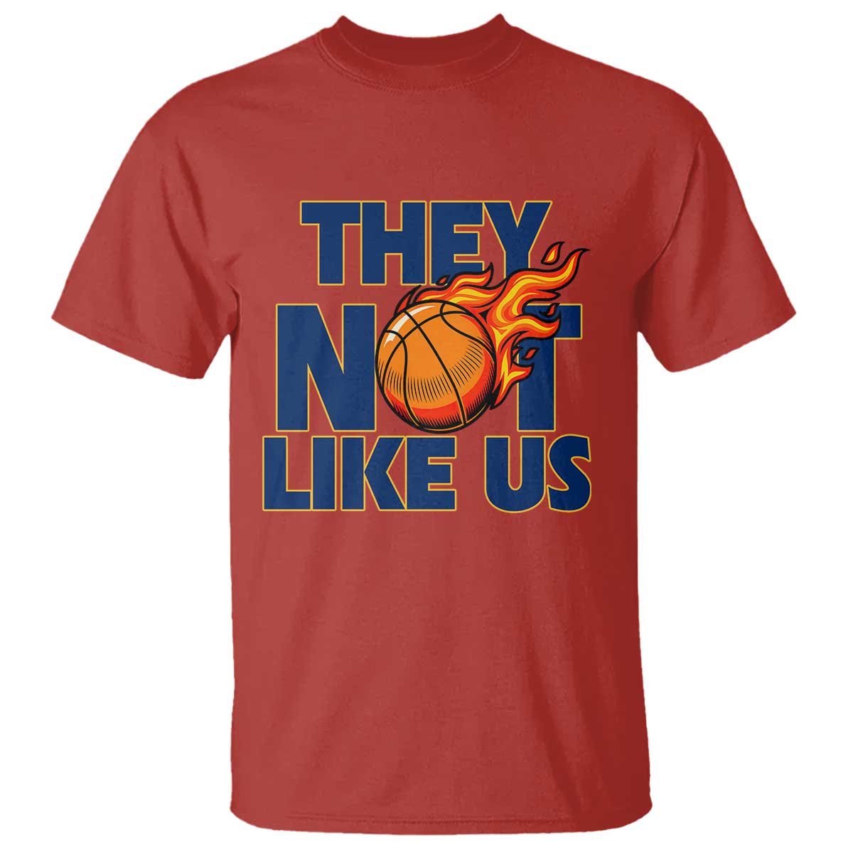 They Not Like Us Basketball T Shirt Fierce Flame Ball Graphic for Hooops Fans