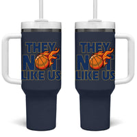 They Not Like Us Basketball Tumbler With Handle Fierce Flame Ball Graphic for Hooops Fans