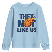 They Not Like Us Basketball Youth Sweatshirt Fierce Flame Ball Graphic for Hooops Fans
