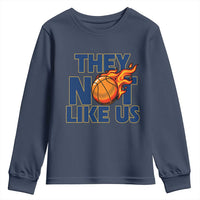 They Not Like Us Basketball Youth Sweatshirt Fierce Flame Ball Graphic for Hooops Fans