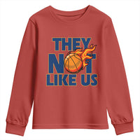 They Not Like Us Basketball Youth Sweatshirt Fierce Flame Ball Graphic for Hooops Fans