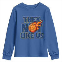 They Not Like Us Basketball Youth Sweatshirt Fierce Flame Ball Graphic for Hooops Fans