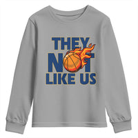They Not Like Us Basketball Youth Sweatshirt Fierce Flame Ball Graphic for Hooops Fans