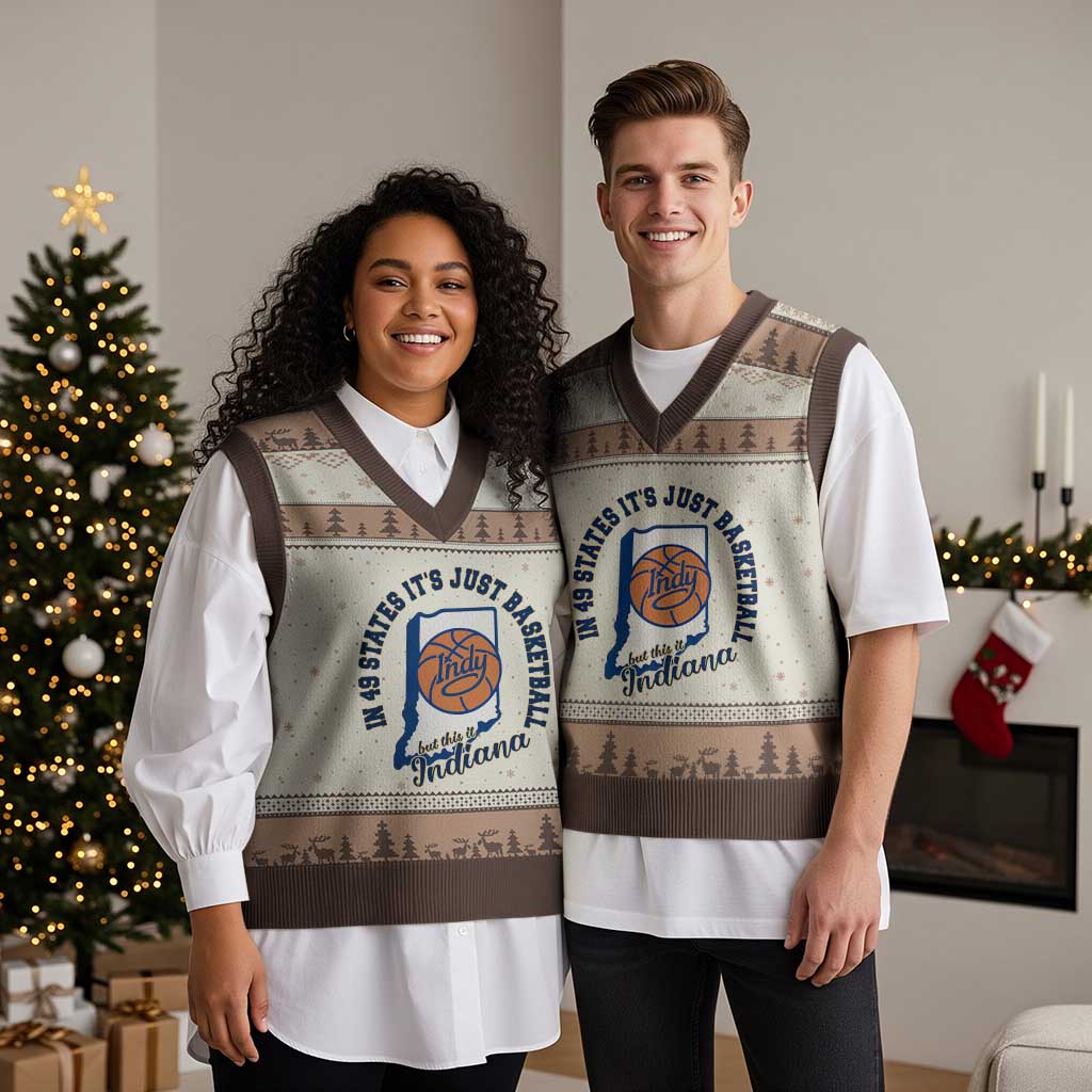 But This Is Indiana Basketball V-Neck Knit Sweater Vest Indy Hoops Pride Sport Lover