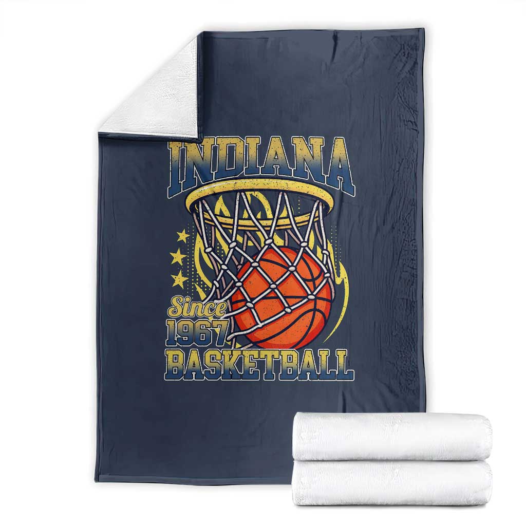 Indiana Basketball Flames Graphic Throw Blanket Vintage 1967 Fan Indy Hoops Pride