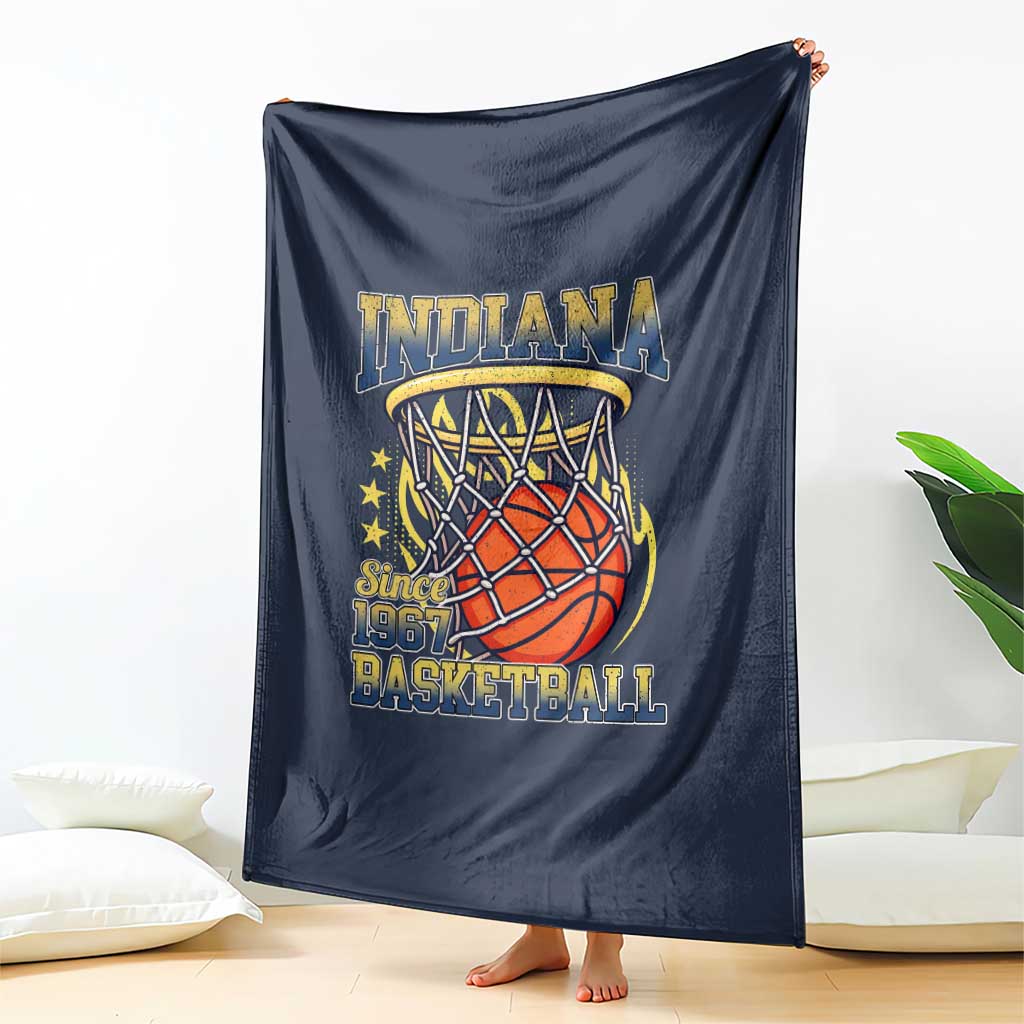 Indiana Basketball Flames Graphic Throw Blanket Vintage 1967 Fan Indy Hoops Pride