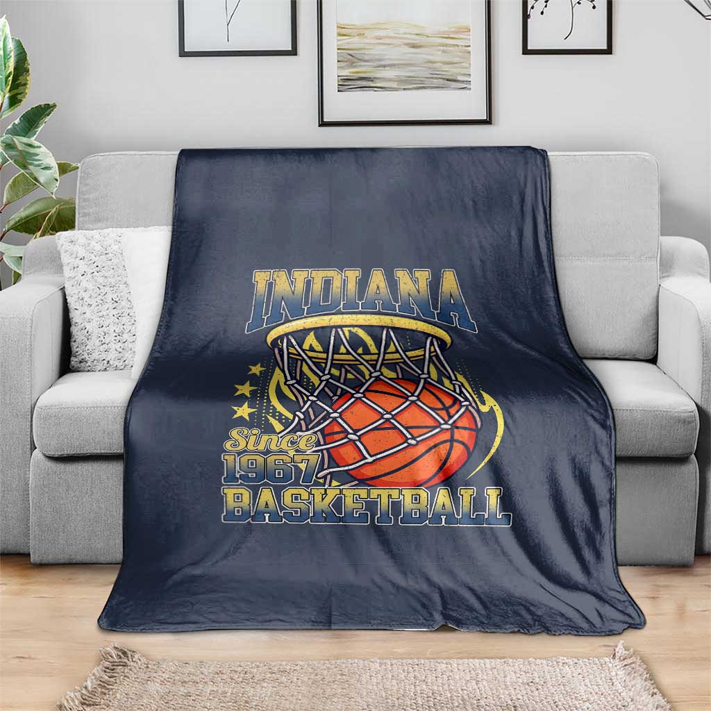 Indiana Basketball Flames Graphic Throw Blanket Vintage 1967 Fan Indy Hoops Pride