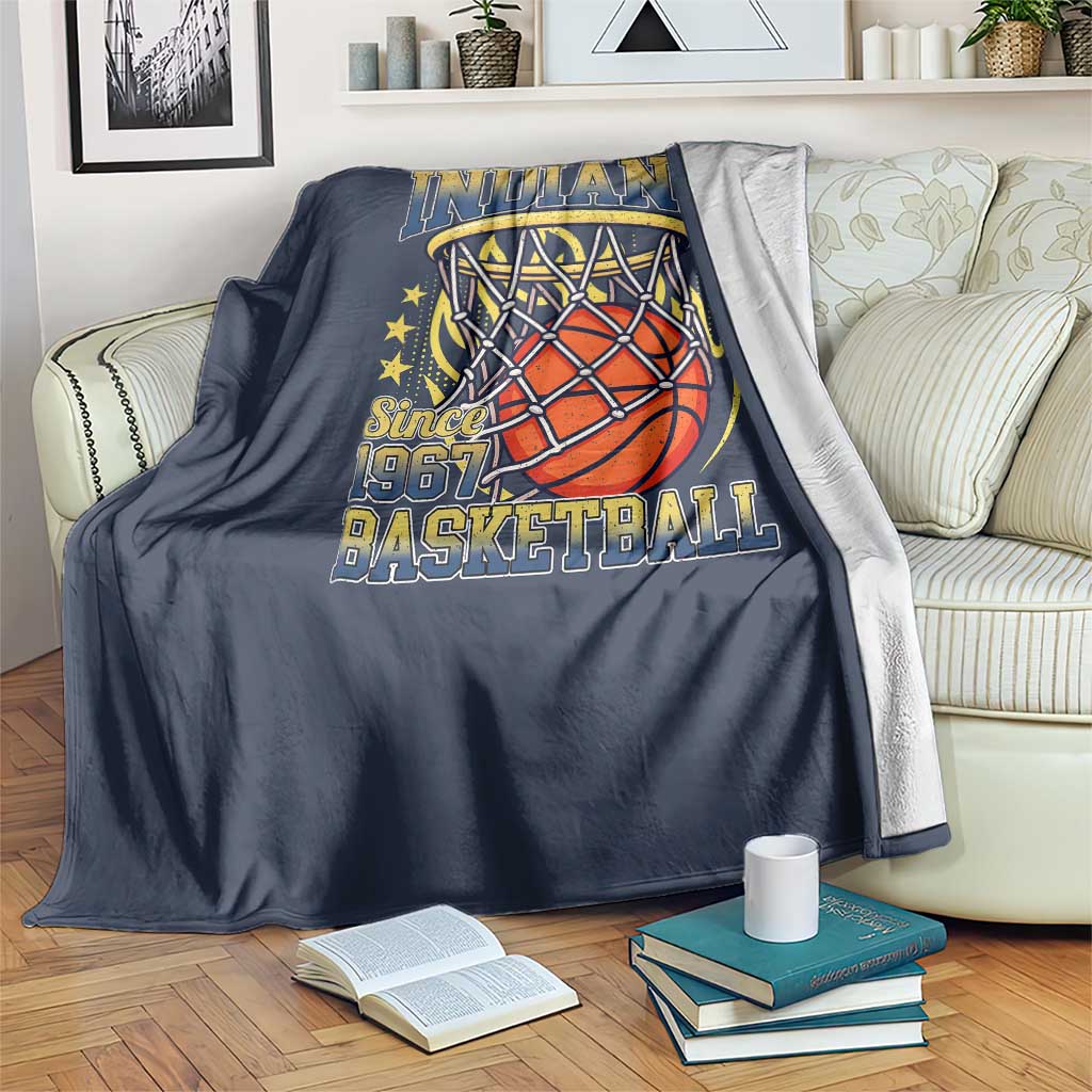 Indiana Basketball Flames Graphic Throw Blanket Vintage 1967 Fan Indy Hoops Pride