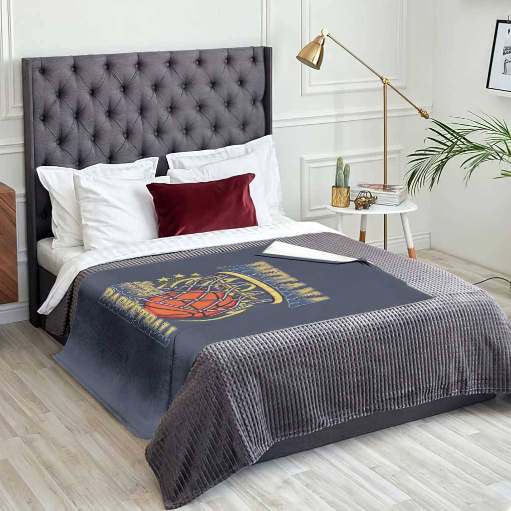 Indiana Basketball Flames Graphic Throw Blanket Vintage 1967 Fan Indy Hoops Pride