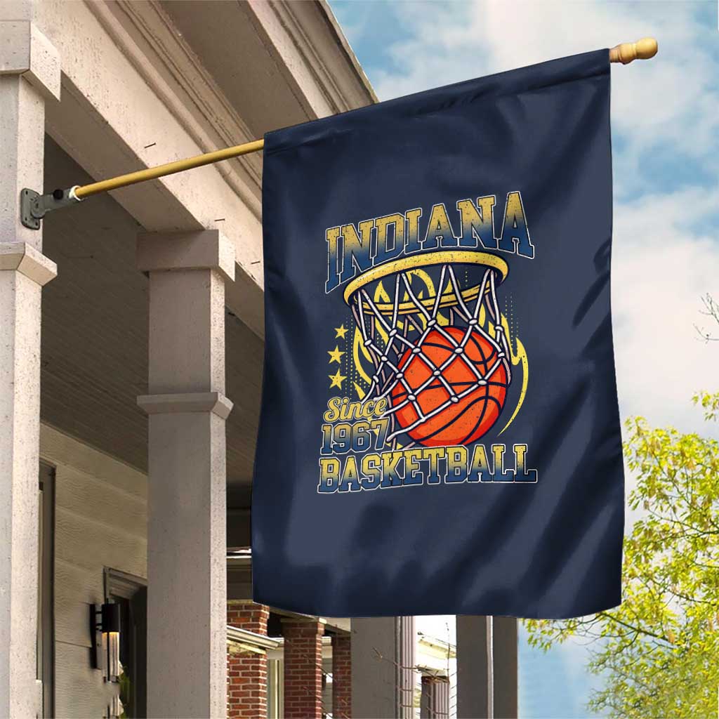 Indiana Basketball Flames Graphic Garden Flag Vintage 1967 Fan Indy Hoops Pride