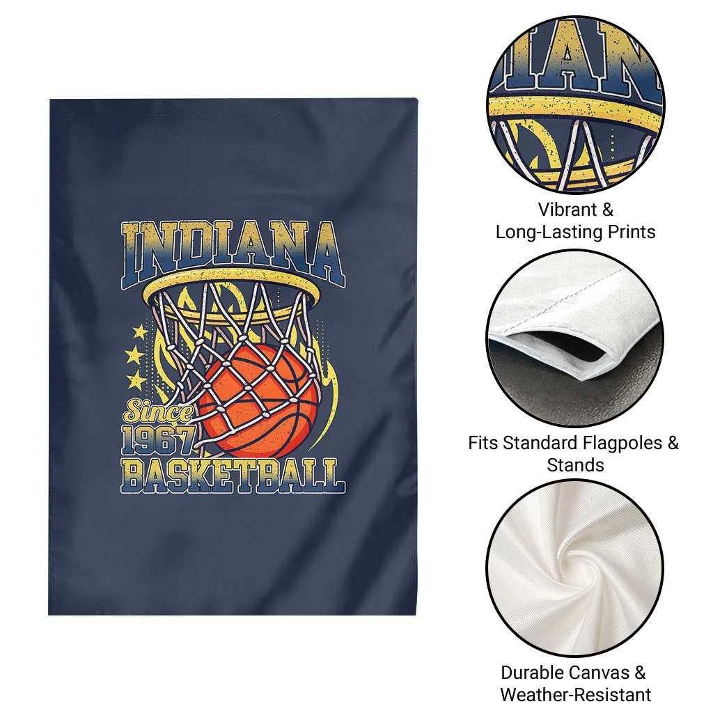 Indiana Basketball Flames Graphic Garden Flag Vintage 1967 Fan Indy Hoops Pride