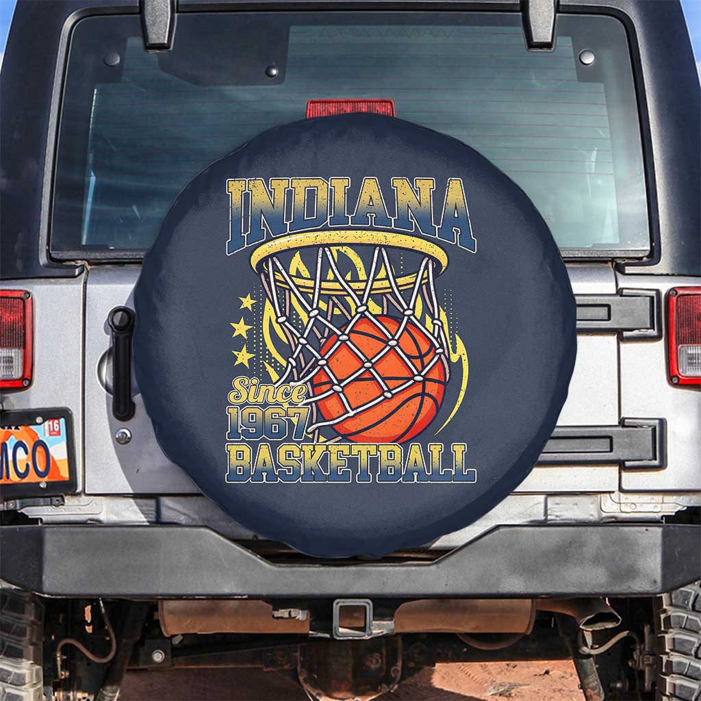 Indiana Basketball Flames Graphic Spare Tire Cover Vintage 1967 Fan Indy Hoops Pride