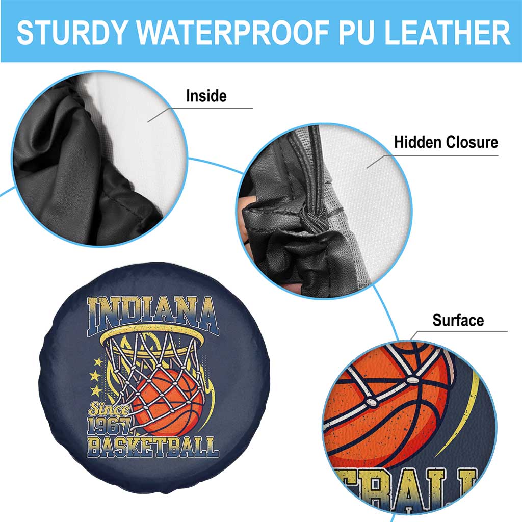 Indiana Basketball Flames Graphic Spare Tire Cover Vintage 1967 Fan Indy Hoops Pride