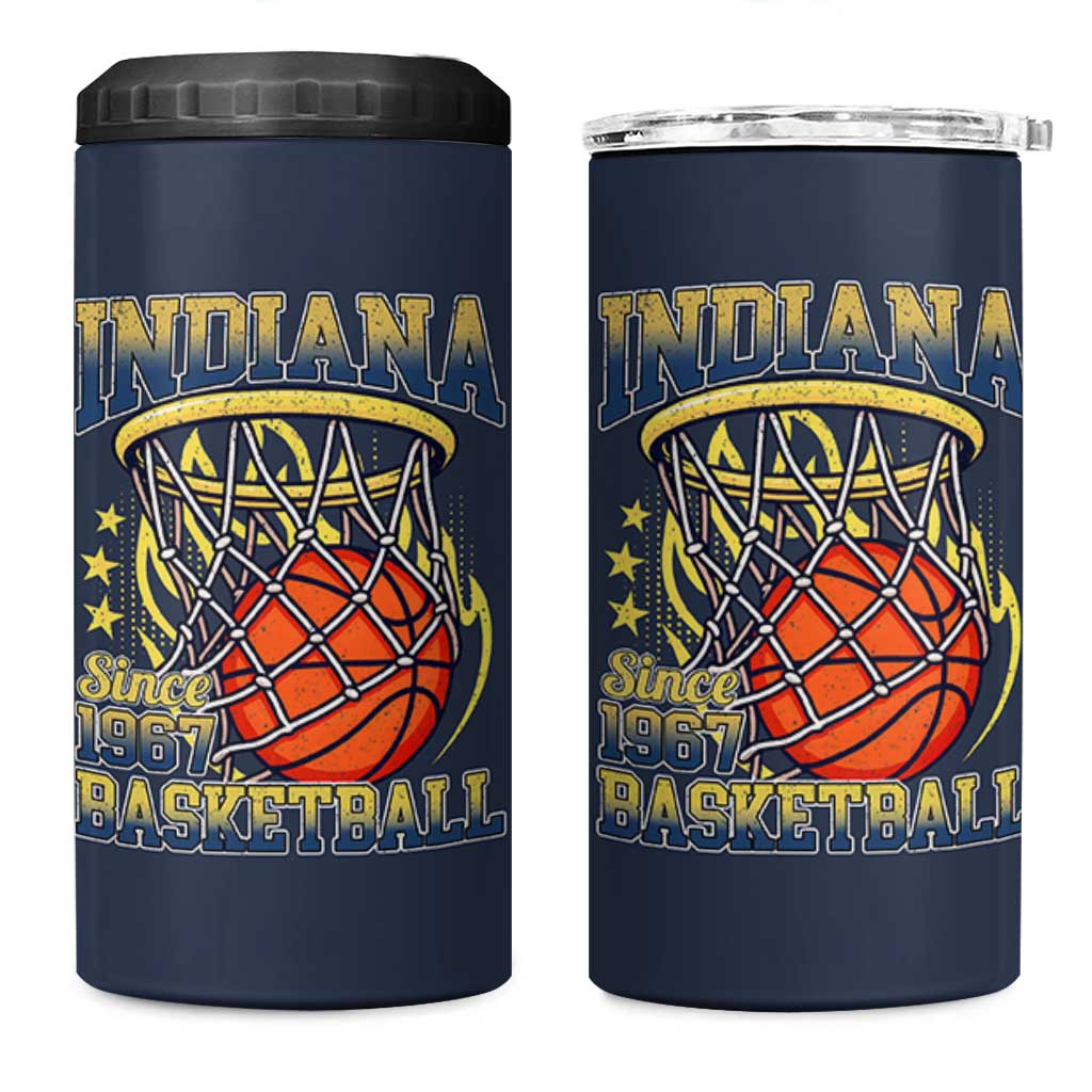 Indiana Basketball Flames Graphic 4 in 1 Can Cooler Tumbler Vintage 1967 Fan Indy Hoops Pride