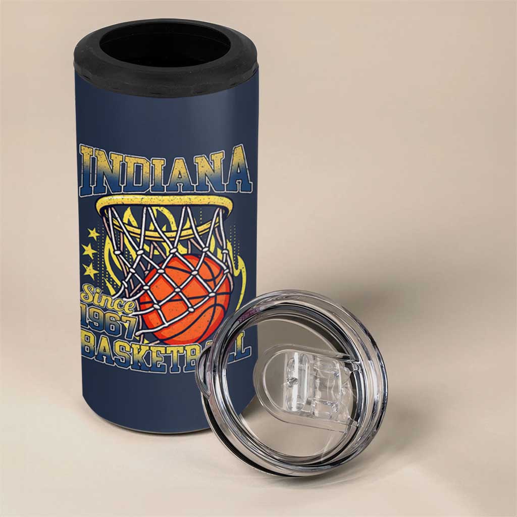 Indiana Basketball Flames Graphic 4 in 1 Can Cooler Tumbler Vintage 1967 Fan Indy Hoops Pride