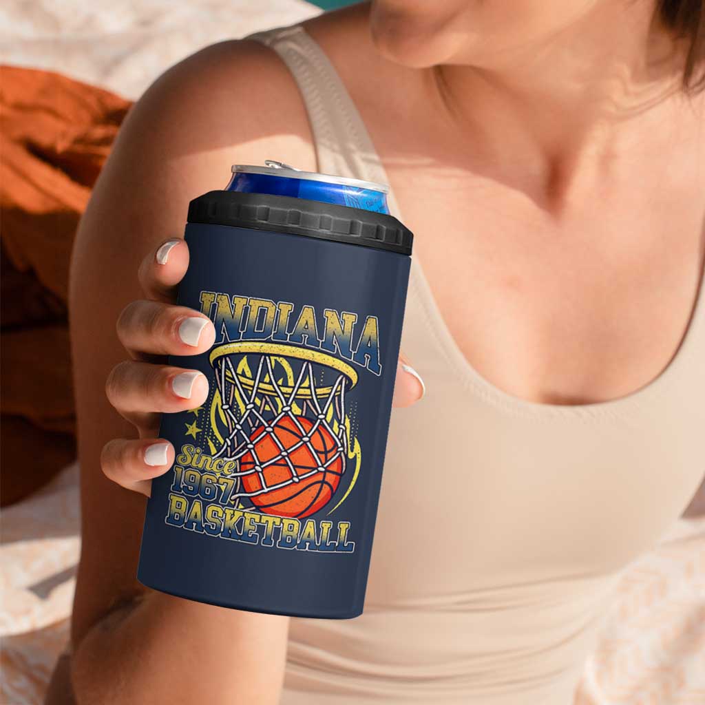 Indiana Basketball Flames Graphic 4 in 1 Can Cooler Tumbler Vintage 1967 Fan Indy Hoops Pride