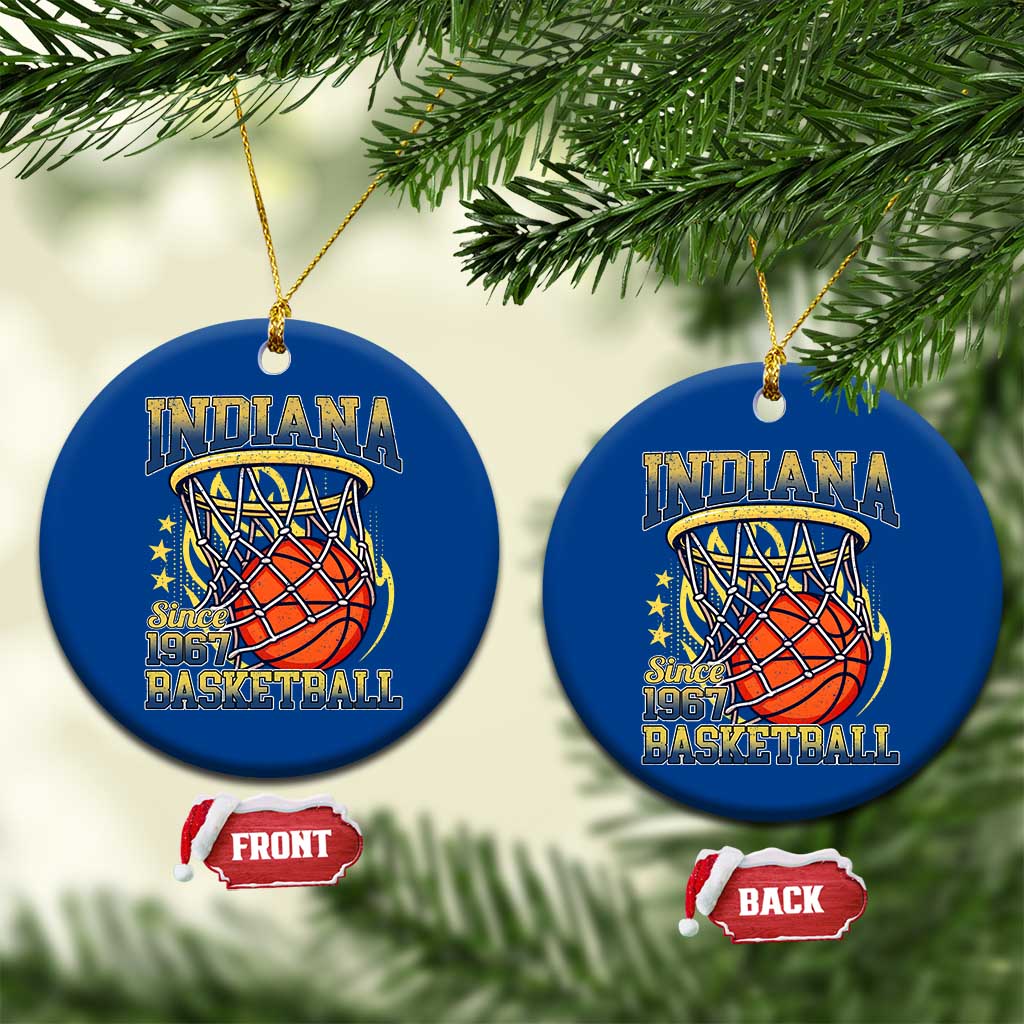 Indiana Basketball Flames Graphic Ceramic Ornament Vintage 1967 Fan Indy Hoops Pride