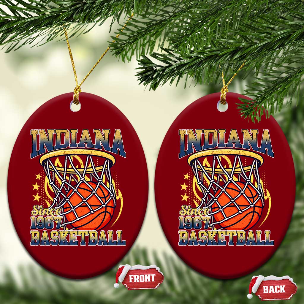 Indiana Basketball Flames Graphic Ceramic Ornament Vintage 1967 Fan Indy Hoops Pride