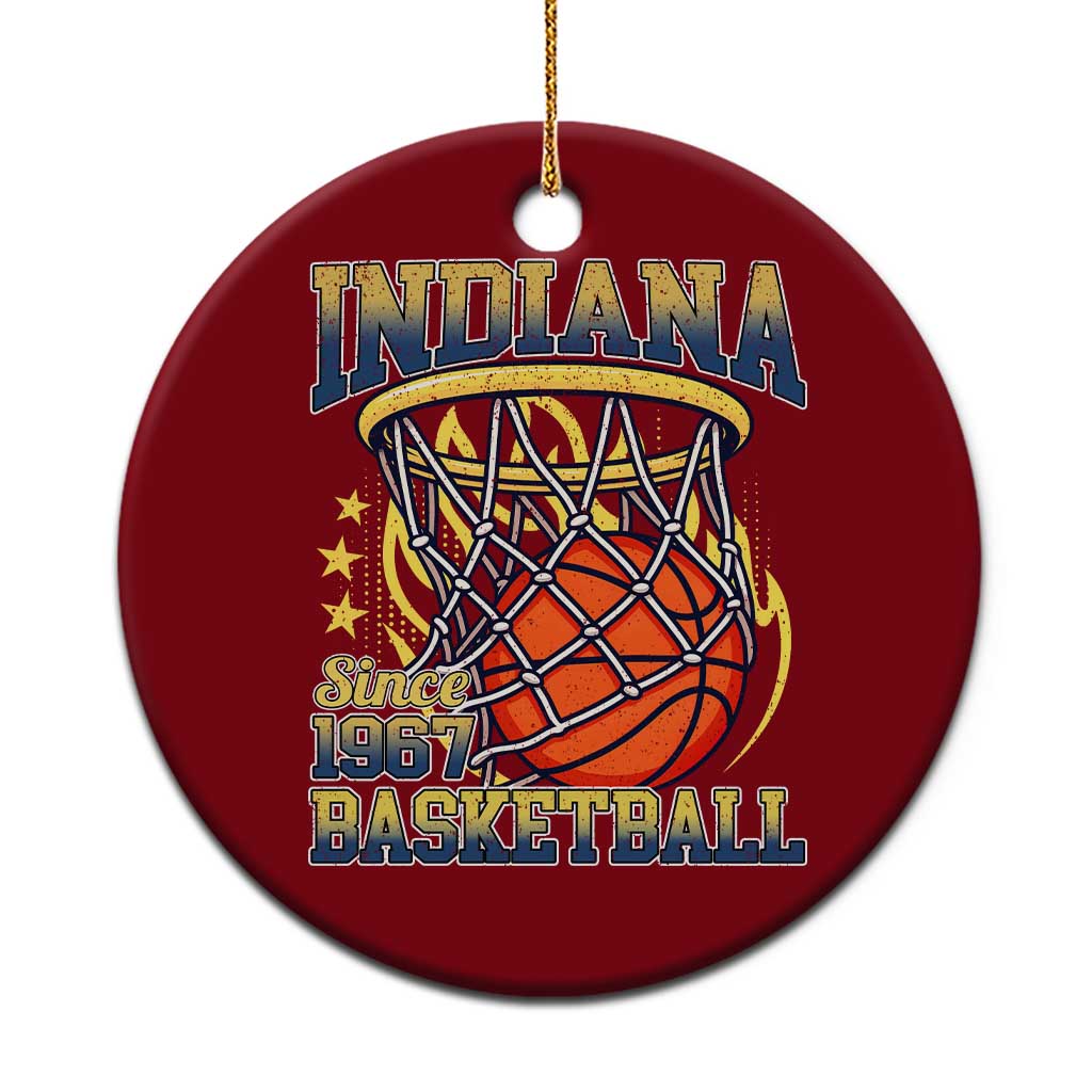 Indiana Basketball Flames Graphic Ceramic Ornament Vintage 1967 Fan Indy Hoops Pride