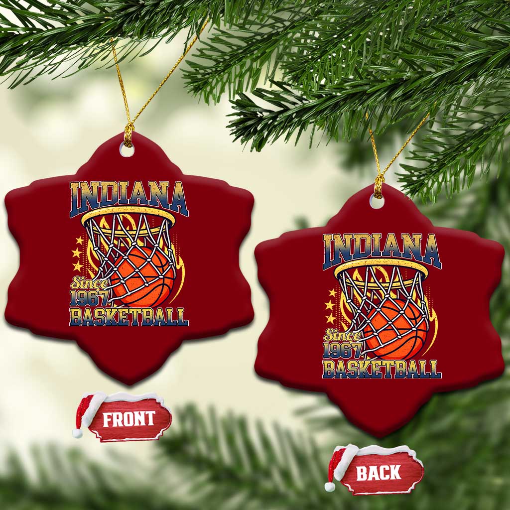 Indiana Basketball Flames Graphic Ceramic Ornament Vintage 1967 Fan Indy Hoops Pride
