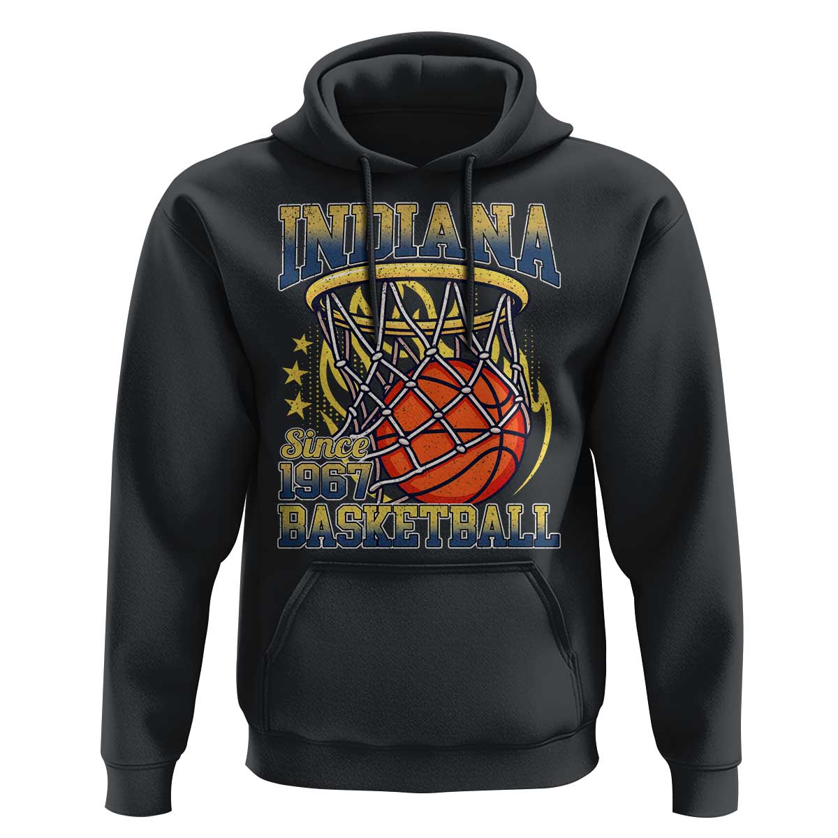 Indiana Basketball Flames Graphic Hoodie Vintage 1967 Fan Indy Hoops Pride