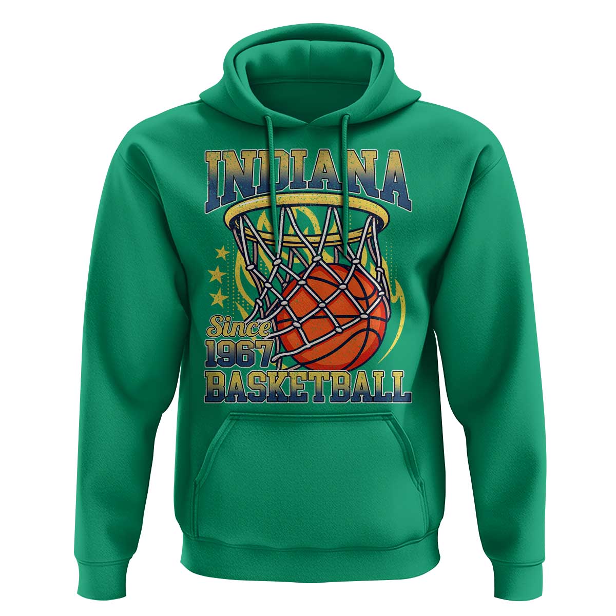 Indiana Basketball Flames Graphic Hoodie Vintage 1967 Fan Indy Hoops Pride