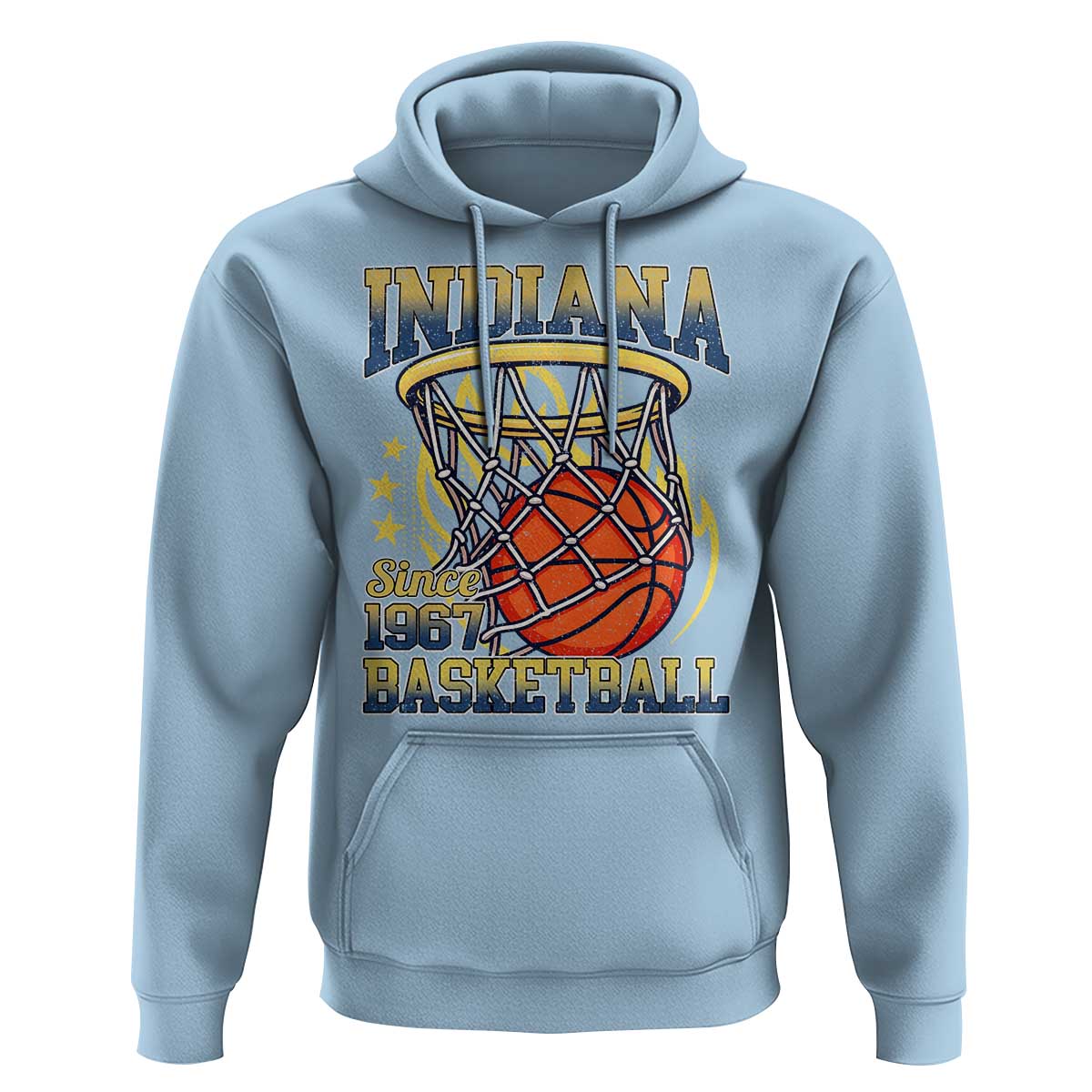 Indiana Basketball Flames Graphic Hoodie Vintage 1967 Fan Indy Hoops Pride