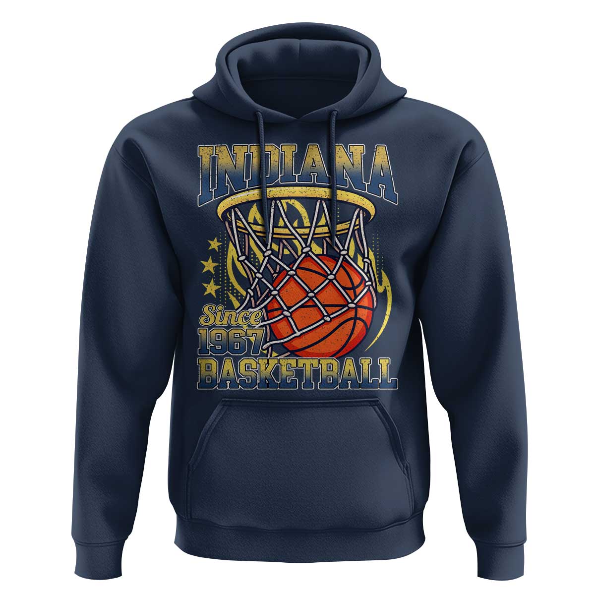 Indiana Basketball Flames Graphic Hoodie Vintage 1967 Fan Indy Hoops Pride