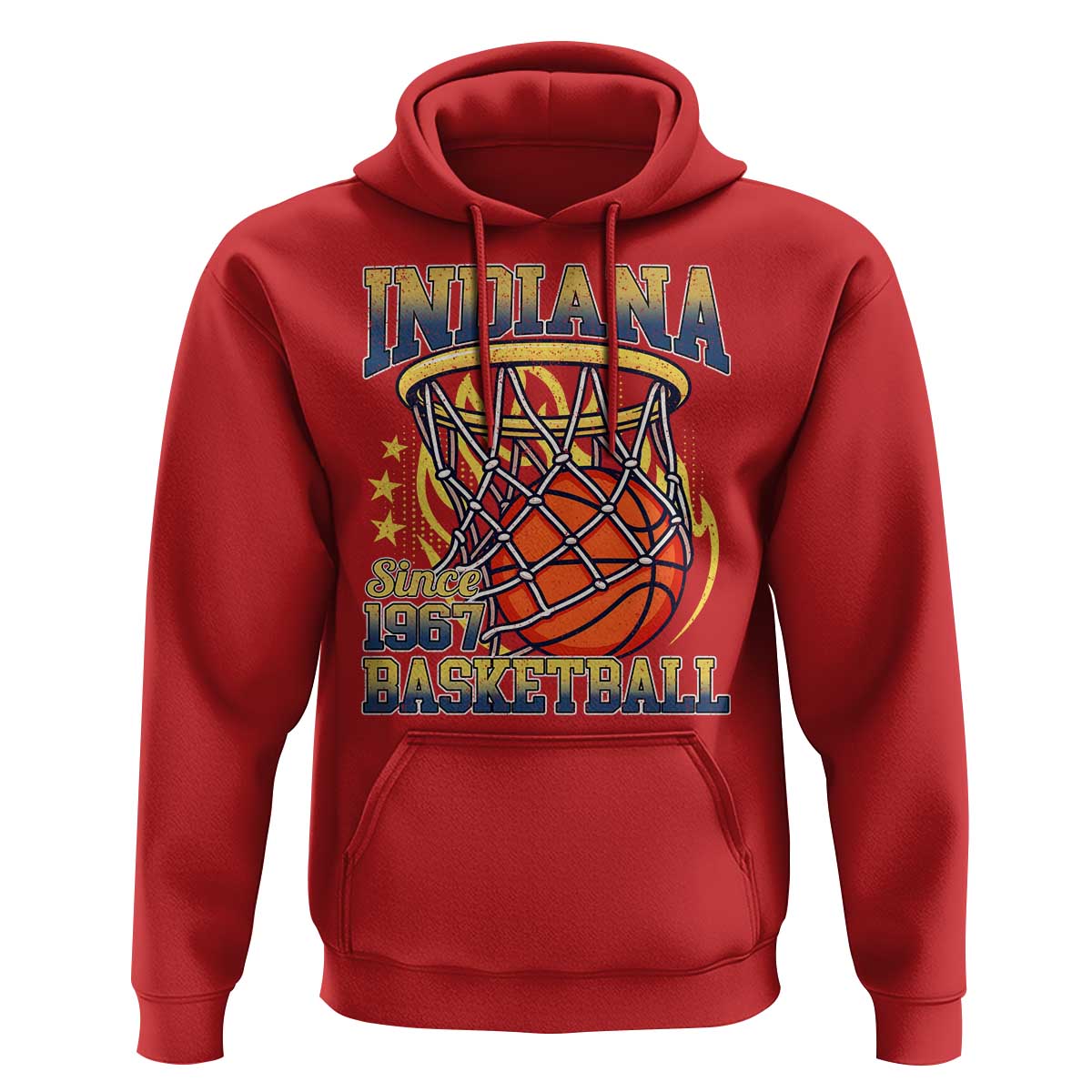 Indiana Basketball Flames Graphic Hoodie Vintage 1967 Fan Indy Hoops Pride