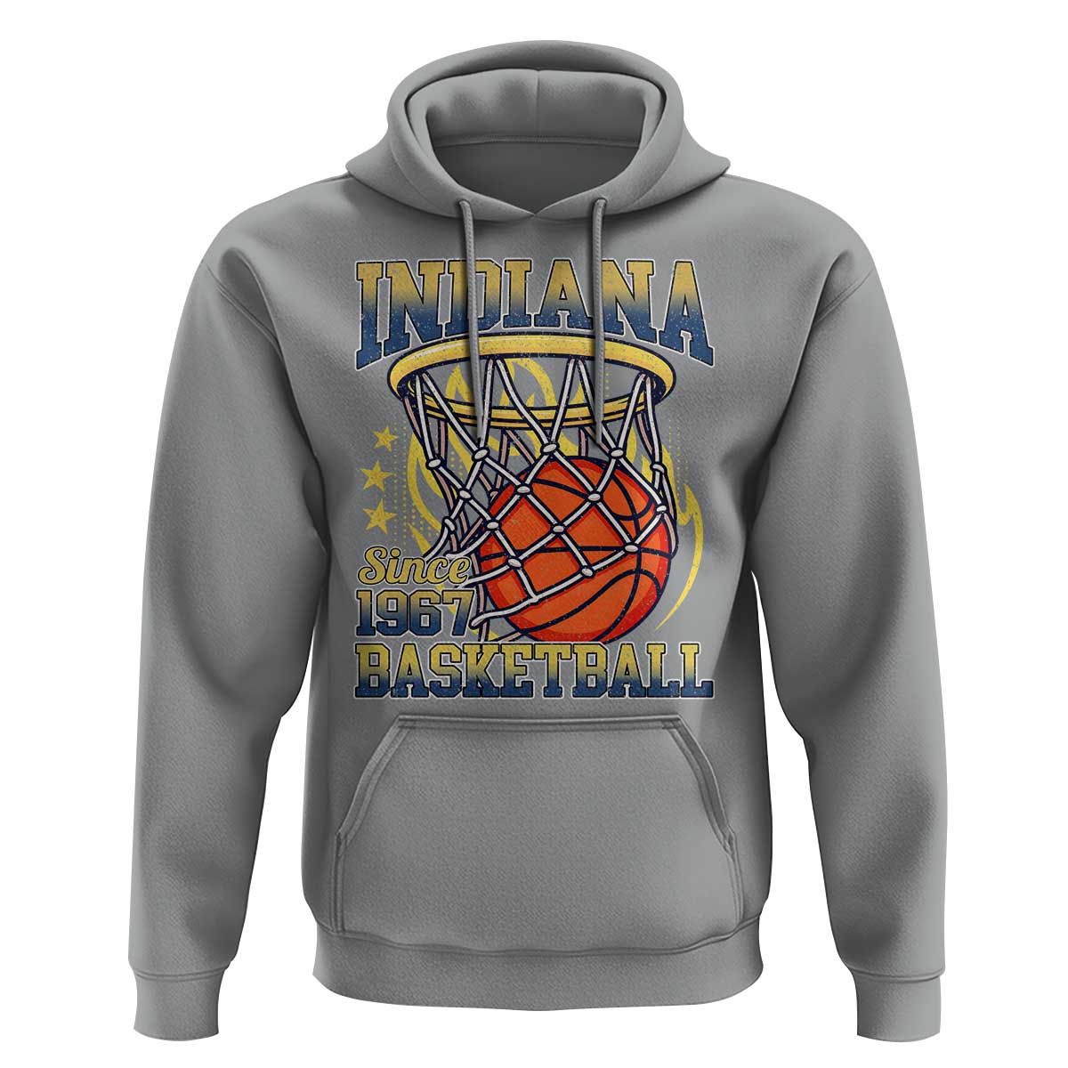 Indiana Basketball Flames Graphic Hoodie Vintage 1967 Fan Indy Hoops Pride