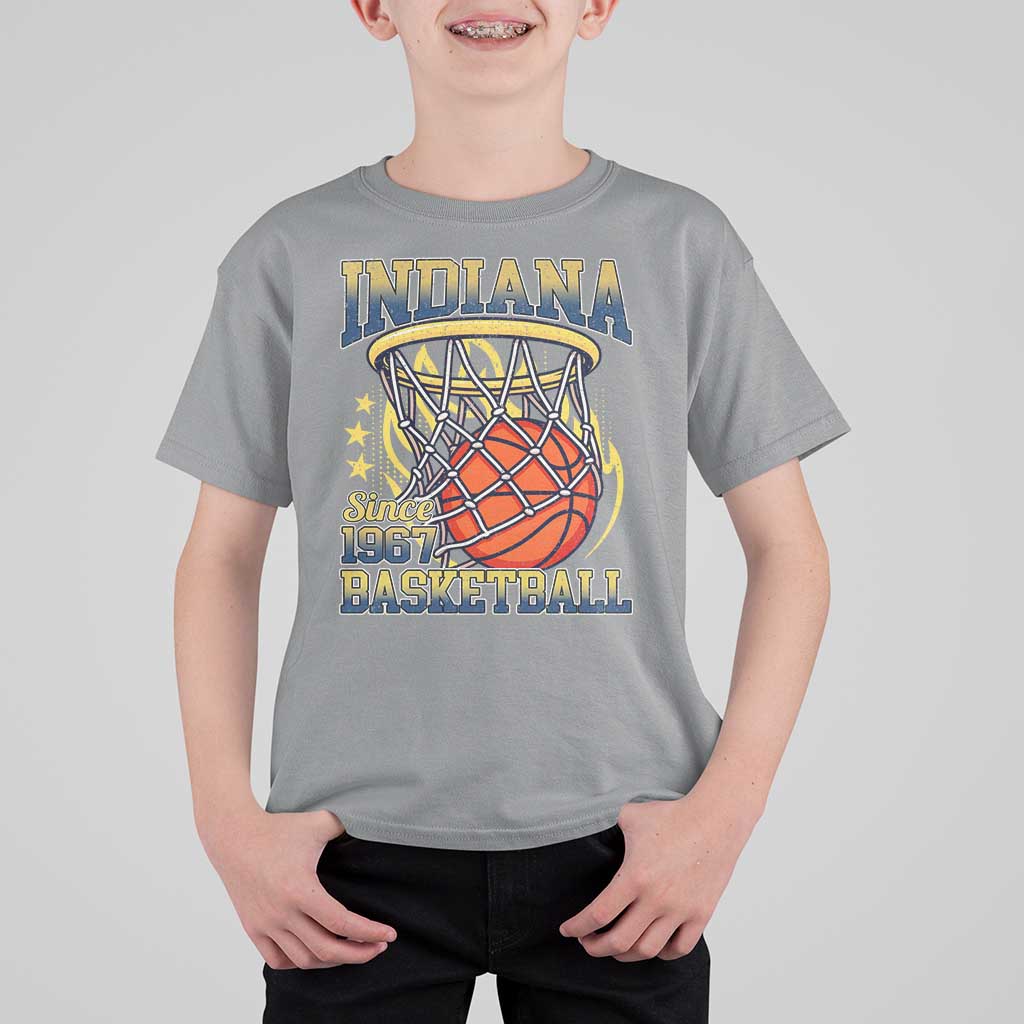 Indiana Basketball Flames Graphic T Shirt For Kid Vintage 1967 Fan Indy Hoops Pride