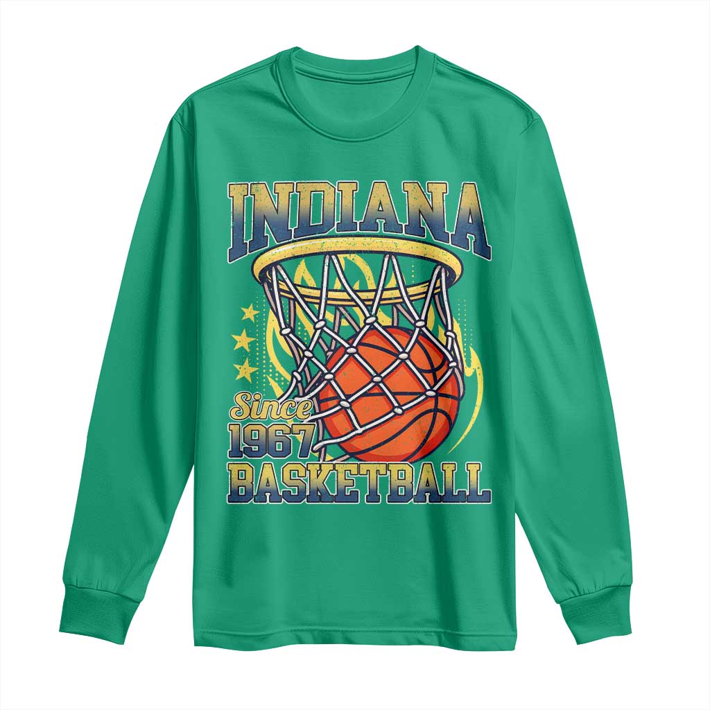 Indiana Basketball Flames Graphic Long Sleeve Shirt Vintage 1967 Fan Indy Hoops Pride