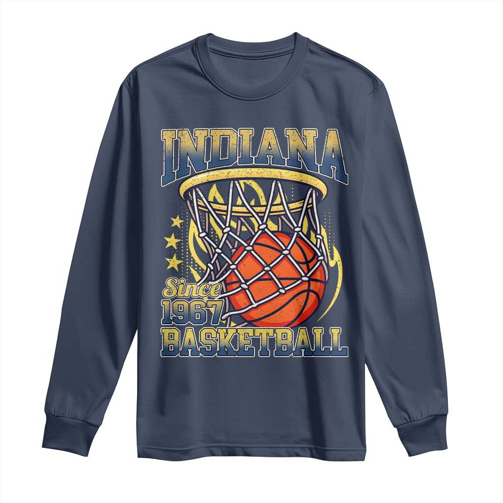 Indiana Basketball Flames Graphic Long Sleeve Shirt Vintage 1967 Fan Indy Hoops Pride