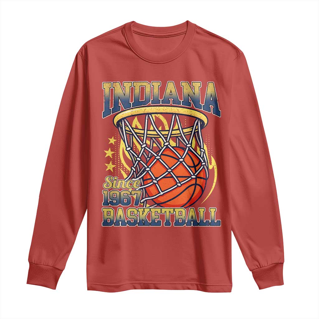 Indiana Basketball Flames Graphic Long Sleeve Shirt Vintage 1967 Fan Indy Hoops Pride
