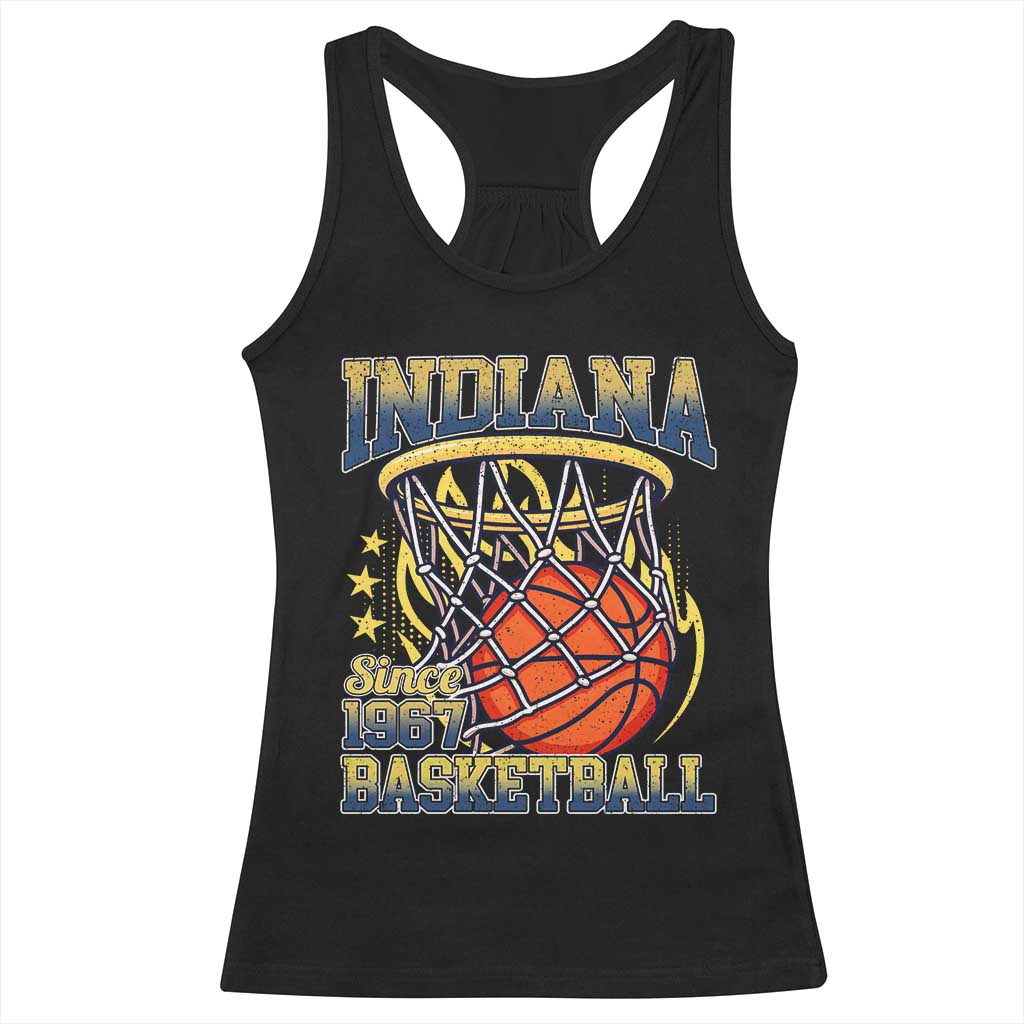 Indiana Basketball Flames Graphic Racerback Tank Top Vintage 1967 Fan Indy Hoops Pride
